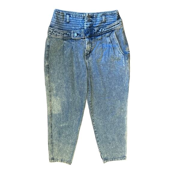 Vintage 80s Weathered Blues High Waisted Acid Wash Mom Jeans size large - Picture 5 of 16